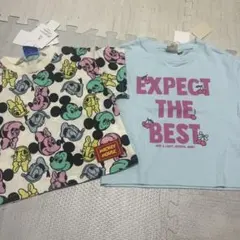 値下げ　未使用　しまむら　Disney 半袖Tシャツ 2枚セット 90cmのサムネイル