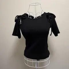 EMODA 半袖 リボンTシャツ オフショル 肩出し ギャル ブラックのサムネイル