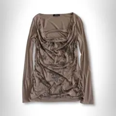 00s ドレープ ラメ 長袖 ロンT カットソー y2k 平成 グランジ お兄系