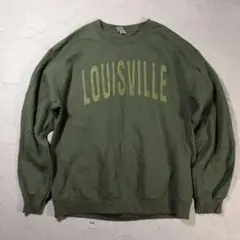 GILDAN トレーナー LOUISVILLE カレッジ風　刺繍　カーキ系