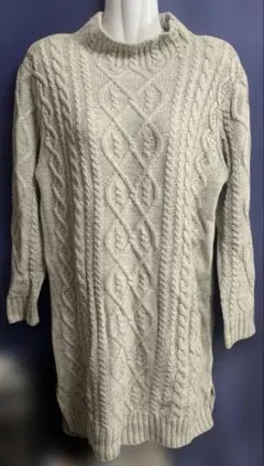 persodea グレー ケーブルニット チュニック LL