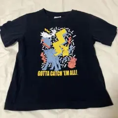 GU ポケモン Tシャツ 130cm 半袖 ブラック ピカチュウ イーブイ