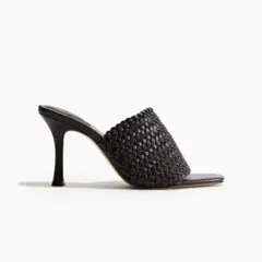 H&M 編み込み ヒールサンダル ダークブラウンのサムネイル
