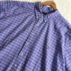 超ビッグサイズ　５XB　ポロラルフローレン 半袖シャツ チェック柄　ボタンダウン