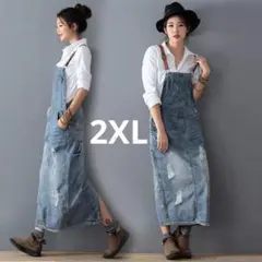 ■2XL■デニムサロペット■エプロンスカート■ジャンパースカート デニムスカート