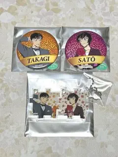 名探偵コナン展 30周年記念 缶バッジアクリルパズル 高木渉 佐藤美和子