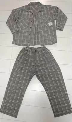 グレー チェック柄 シャツ パンツ セット