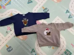 サンタクロース・トナカイ刺繍 トレーナー 90cm