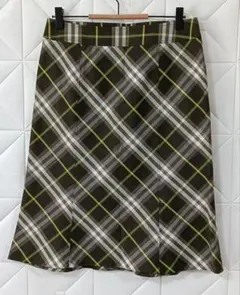 バーバリーロンドン ノバチェック 膝丈フレアスカート 38 ブラウン系