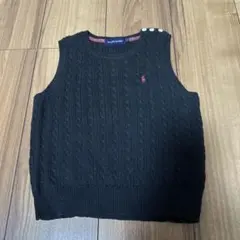Ralph Lauren 黒 ケーブルニット ベスト 110