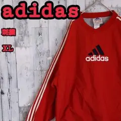 adidas アディダス トレフォイル ナイロンプルオーバー XL 赤