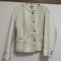 H＆M 古着 アイボリー ノーカラージャケット ゴールドボタン