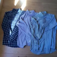 UNIQLO ネイビー チェック柄 シャツ M/L　三枚まとめて