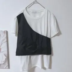 AZUL BY MOUSSY　アズール　カラーブロック 白/黒　半袖Tシャツ　Sのサムネイル