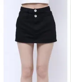 Wウエストデザインスカートライクショートパンツ