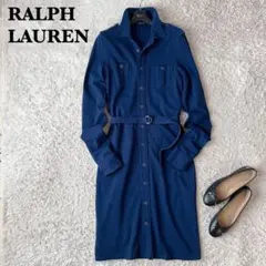 RALPH LAUREN シャツワンピース ウエストリボン Aライン 鹿の子 - メルカリ