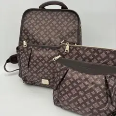 美品 クリスチャンオリビエ リュック ショルダーバッグ セット 茶 総柄 撥水のサムネイル