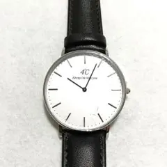 4℃ 腕時計 シルバー ブラック 時計 保護フィルムあり メンズ レディース