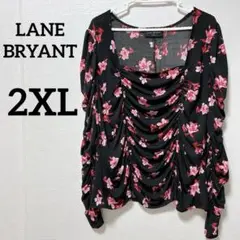 ✨️美品✨️LANE BRYANT 【22/24 2XL】花柄ドレープ トップス