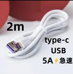 type-c 1本2m 充電器 5A 急速 白 アイフォンケーブル [il0k