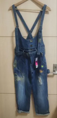 新品ROXY ロキシィ S 刺繍ダメージデニム2wayサロペット・オーバーオールのサムネイル