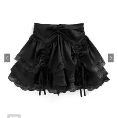 GRL インパン裏地付きレースギャザーフリルミニスカート Mサイズ ブラック