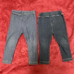 レギンス　80サイズ　デニム風　2枚セット