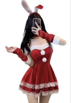 サンタコスプレ レディース バニーガールワンピース クリスマスコスプレ 可愛い