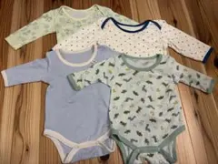 男の子70 長袖ボディスーツ 4枚セットまとめ売り 保育園着 ボディ肌着