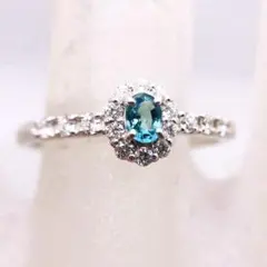 パライバトルマリン 0.07ct ダイヤモンド YG リング パライバ リング