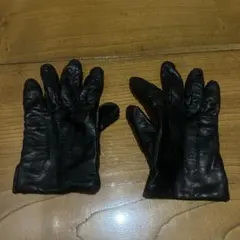 極美品 DAKS ダックス レザー手袋 本革 グローブ ブラック ロゴ刻印