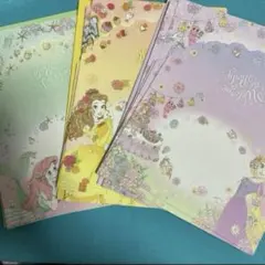 ディズニー　プリンセス　キラキラ　レターセット