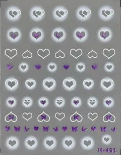 【在庫1点限り】ネイルシール ハート 蝶々 パープル 紫 RS.148