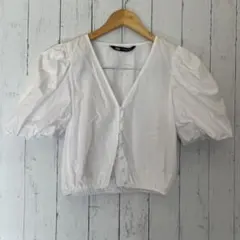ZARA パフスリーブ ブラウス ホワイト