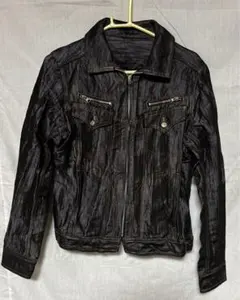 セマンティックデザイン　黒 デニムジャケット ジップアップ