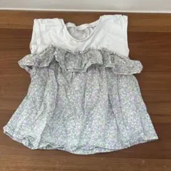 プティマイン 花柄　Tシャツ　ホワイト　トップス