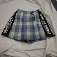 チェック柄キュロットスカート 150cm　ブルー系