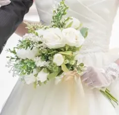 ウェディング ブライダルブーケ 造花ブーケ ブートニア付き 前撮り