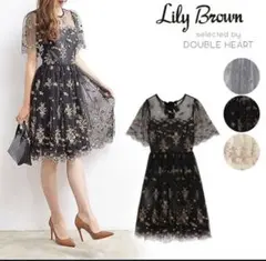 花柄ワンピース　Lily brown ひざ丈　aライン