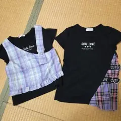 Cute Love チェック柄＆Tシャツセット　２着