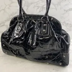 ほぼ未使用品 Donna Porta ドナポルタ クロコ型押し ハンドバッグ