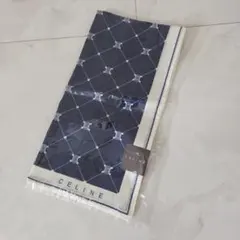 CELINE ネイビー 幾何学模様 ハンカチ