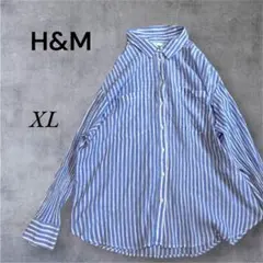 H&M エイチアンドエム　ライトブルー ストライプ シャツ　XL 羽織り　春夏