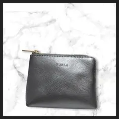 FURLA ミニポーチ 化粧ポーチ シルバーグレー