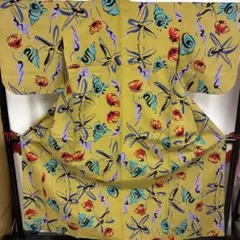 浴衣　殻模様　裄67cm