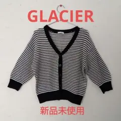 グラシア　ボーダー カーディガン 五分袖 ブラック×ホワイト　新品未使用