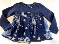 ANNA SUI mini ネイビー 長袖カットソー 刺繍　100 110