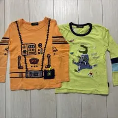 klädkåp オレンジ T-REX刺繍ライトグリーントップス 110