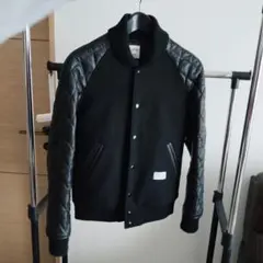 スタジャン 黒 ウール レザー