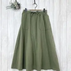 ☆サマンサモスモス (F) ロングスカート 麻混 オリーブグリーン 美品 ゴム